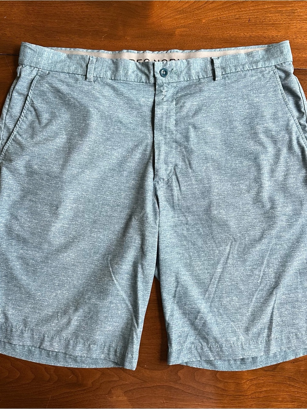 Greg Norman Collection Heather Light Blue Flat Front Performance Shorts